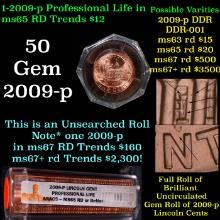 ANACS COOL Roll of 2009-p Professional LIfe Lincoln Cents 1c 50 pcs Graded ms65 rd or better BY ANAC