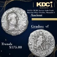 165/55-130 BC Ancient Indo-Greek Bactrian Silver Drachm, Menander I Ancient Grades vf