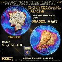 ***Auction Highlight*** 1923-p Peace Dollar Steve Martin Collection Colorfully Toned Near Top Pop! $