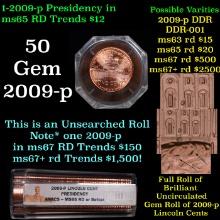 ANACS COOL Roll of 2009-p Presidency Lincoln Cents 1c 50 pcs Graded ms65 rd or better BY ANACS
