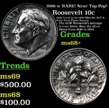 1996-w Roosevelt Dime RARE! Near Top Pop! 10c Graded ms68+ BY SEGS