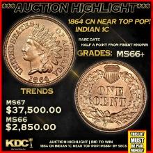 ***Auction Highlight*** 1864 CN Indian Cent Near Top Pop! 1c Graded ms66+ BY SEGS (fc)