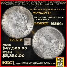 ***Auction Highlight*** 1887/6-o Morgan Dollar Vam-3 Top 100 Near Top POP! $1 Graded ms64+ BY SEGS (