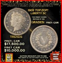 Proof ***Auction Highlight*** 1905 Liberty Nickel TOP POP! 5c Graded pr67+ cam BY SEGS (fc)