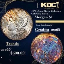 1878-s Morgan Dollar Steve Martin Collection Colorfully Toned $1 Grades GEM Unc