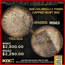 ***Auction Highlight*** 1826 Capped Bust Half Dollar Colorfully Toned 50c Graded Select Unc By USCG