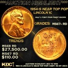 ***Auction Highlight*** 1954-s Lincoln Cent Near Top Pop! 1c Graded GEM++ RD By USCG (fc)