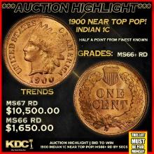 ***Auction Highlight*** 1900 Indian Cent Near Top Pop! 1c Graded ms66+ rd BY SEGS (fc)
