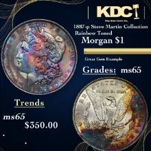 1887-p Morgan Dollar Steve Martin Collection Rainbow Toned $1 Grades GEM Unc