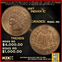 ***Auction Highlight*** 1897 Indian Cent 1c Graded ms65+ rd BY SEGS (fc)