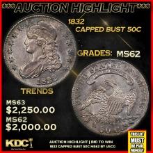 ***Auction Highlight*** 1832 Capped Bust Half Dollar 50c Graded Select Unc By USCG (fc)
