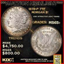 ***Auction Highlight*** 1878-p 7tf Morgan Dollar $1 Graded ms65+ BY SEGS (fc)