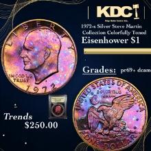 Proof 1972-s Silver Eisenhower Dollar Steve Martin Collection Colorfully Toned  1 Graded GEM++ Proof