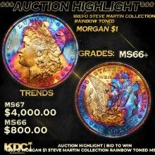 ***Auction Highlight*** 1883-o Morgan Dollar Steve Martin Collection Rainbow Toned $1 Graded GEM++ U