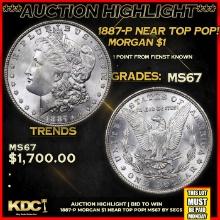 ***Auction Highlight*** 1887-p Morgan Dollar Near Top Pop! $1 Graded ms67 BY SEGS (fc)