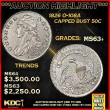 ***Auction Highlight*** 1826 Capped Bust Half Dollar O-108a 50c Graded Select+ Unc By USCG (fc)