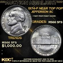 ***Auction Highlight*** 1974-p Jefferson Nickel Near Top Pop! 5c Graded GEM+ 5fs By USCG (fc)