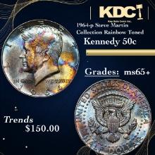 1964-p Kennedy Half Dollar Steve Martin Collection Rainbow Toned 50c Grades GEM+ Unc