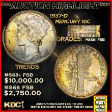 ***Auction Highlight*** 1937-d Mercury Dime 10c Graded ms68+ FSB BY SEGS (fc)