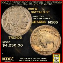 ***Auction Highlight*** 1918-d Buffalo Nickel 5c Graded GEM Unc By USCG (fc)