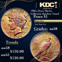 1926-s Peace Dollar Steve Martin Collection Rainbow Toned $1 Grades Choice AU/BU Slider