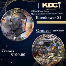 Proof 1971-s Silver Eisenhower Dollar Steve Martin Collection Rainbow Toned $1 Grades GEM++ Proof De