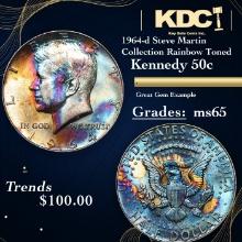1964-d Kennedy Half Dollar Steve Martin Collection Rainbow Toned 50c Grades GEM Unc