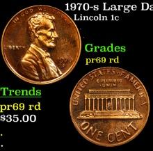 Proof 1970-s Large Date Lincoln Cent 1c Grades Gem++ Proof Red