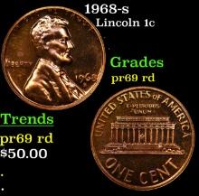 Proof 1968-s Lincoln Cent 1c Grades Gem++ Proof Red