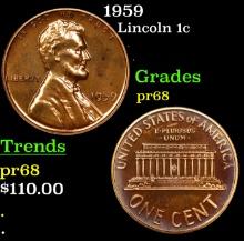 Proof 1959 Lincoln Cent 1c Grades GEM++ Proof