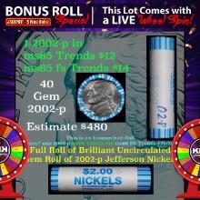 1-5 FREE BU Nickel rolls with win of this 2002-p SOLID BU Jefferson 5c roll incredibly FUN wheel