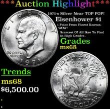 ***Auction Highlight*** 1971-s Silver Eisenhower Dollar Near TOP POP! 1 Graded ms68 BY SEGS (fc)