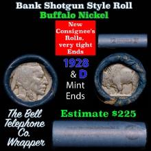 Buffalo Nickel Shotgun Roll in Old Bank Style 'Bell Telephone' Wrapper 1928 & d Mint Ends