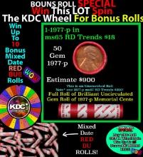 1-10 FREE BU RED Penny rolls with win of this 1977-p SOLID RED BU Lincoln 1c roll incredibly FUN whe