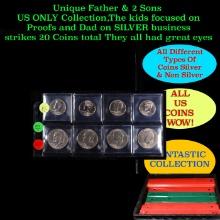 Superb Page of 8 US Coins 4x Kennedy Half Dollars, 4x Eisenhower $1's