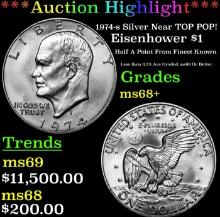***Auction Highlight*** 1974-s Silver Eisenhower Dollar Near TOP POP! 1 Graded ms68+ BY SEGS (fc)