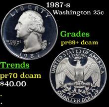 Proof 1987-s Washington Quarter 25c Grades GEM++ Proof Deep Cameo
