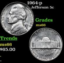 1964-p Jefferson Nickel 5c Grades GEM+ Unc