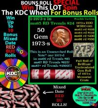 CRAZY Penny Wheel Buy THIS 1973-s solid Red BU Lincoln 1c roll & get 1-10 BU Red rolls FREE WOW