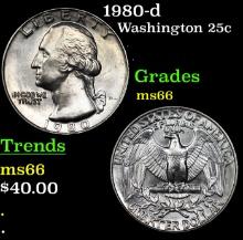 1980-d Washington Quarter 25c Grades GEM+ Unc