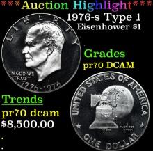 Proof ***Auction Highlight*** 1976-s Type 1 Eisenhower Dollar 1 Graded pr70 DCAM BY SEGS (fc)