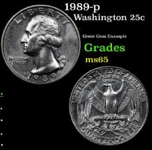 1989-p Washington Quarter 25c Grades GEM Unc