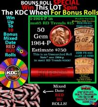 CRAZY Penny Wheel Buy THIS 1964-p solid Red BU Lincoln 1c roll & get 1-10 BU Red rolls FREE WOW