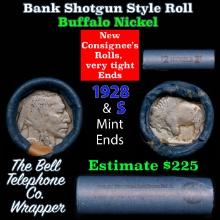 Buffalo Nickel Shotgun Roll in Old Bank Style 'Bell Telephone' Wrapper 1928 & s Mint Ends