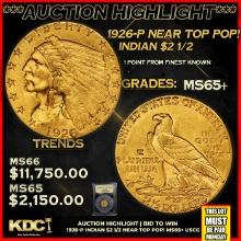 ***Major Highlight*** 1926-p Gold Indian Quarter Eagle Near Top Pop! $2 1/2 GEM+ Unc USCG (fc)