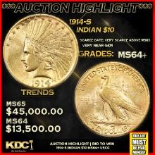 ***Major Highlight*** 1914-s Gold Indian Eagle $10 Choice+ Unc USCG (fc)