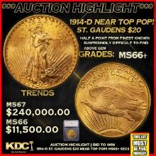 ***Major Highlight*** 1914-d Gold St. Gaudens Double Eagle Near Top Pop! $20 ms66+ SEGS (fc)