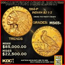 ***Major Highlight*** 1914-p Gold Indian Quarter Eagle $2 1/2 ms65+ SEGS (fc)