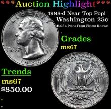 ***Auction Highlight*** 1988-d Washington Quarter Near Top Pop! 25c Graded ms67 BY SEGS (fc)