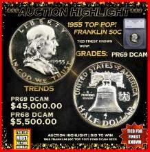 ***Major Highlight*** 1955 Proof Franklin Half Dollar TOP POP! 50c pr69 DCAM SEGS (fc)